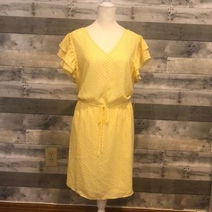 Yellow ruffle sleeve dress